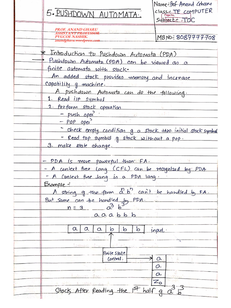 TOC Notes by Prof. Anand Gharu | PDF