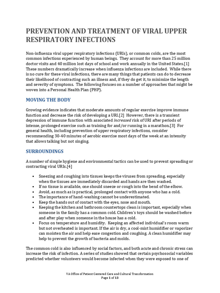 Preventing Viral Upper Respiratory Infections | PDF | Common Cold ...