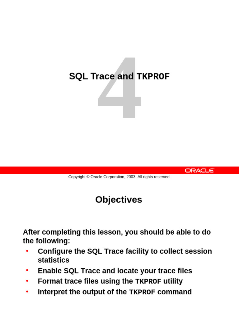 Less 05 SQL Trace and TKprof | PDF | Sql | Databases