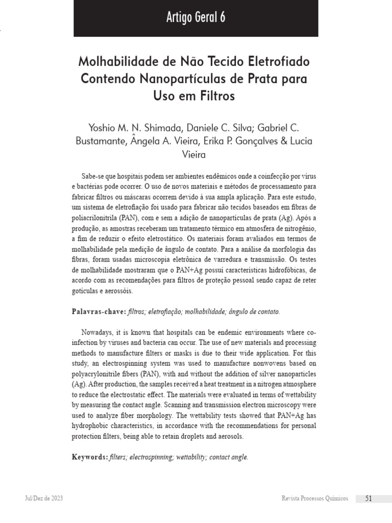 2023-Artigo Técnico - Molhabilidade de Não Tecido Eletrofiado Contendo ...