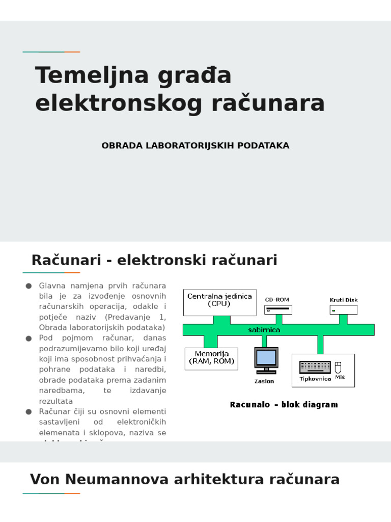 Predavanje. Temeljna Građa Elektronskog Računara | PDF