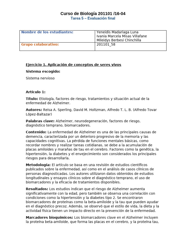 Tarea 5_201101_58 | PDF | Enfermedad de Alzheimer | Minería