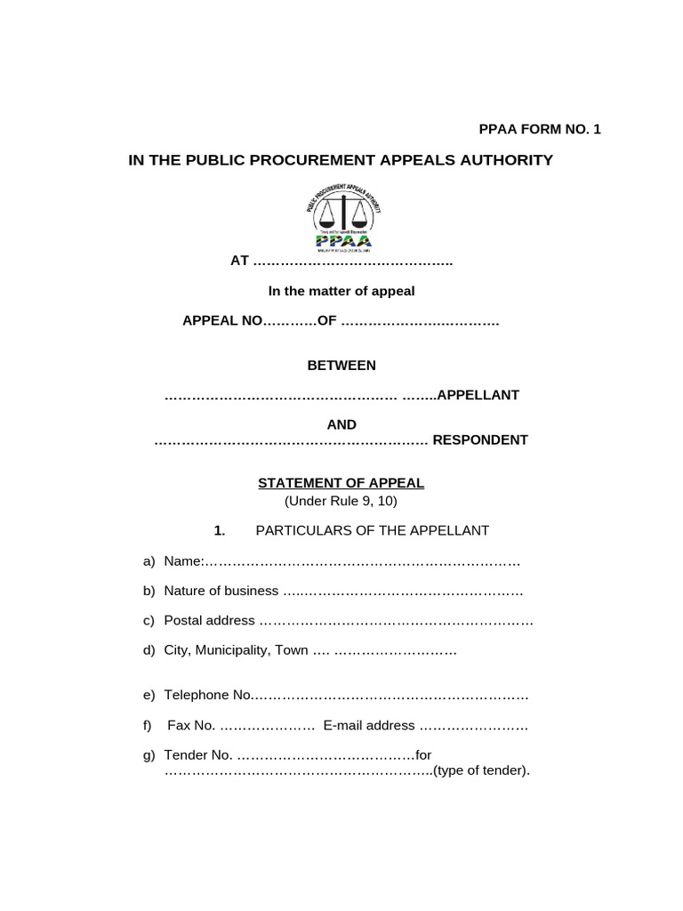 Ppaa Formno1 | PDF | Appeal | Justice