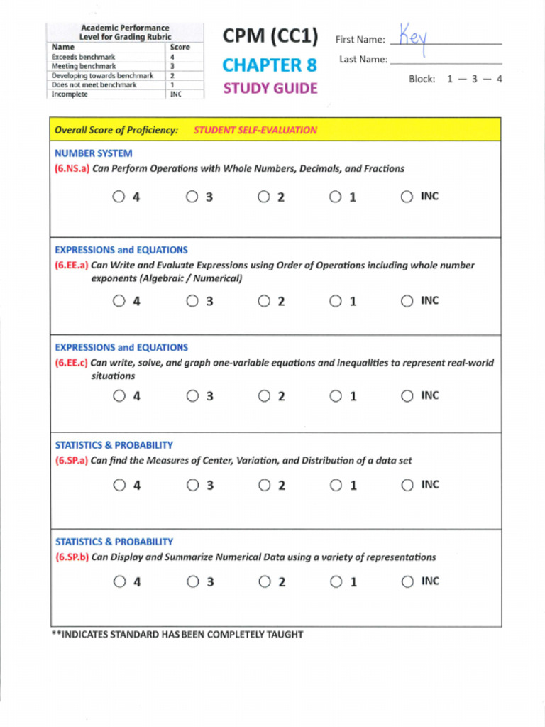 Answer Key For Chapter 8 Study Guide | PDF