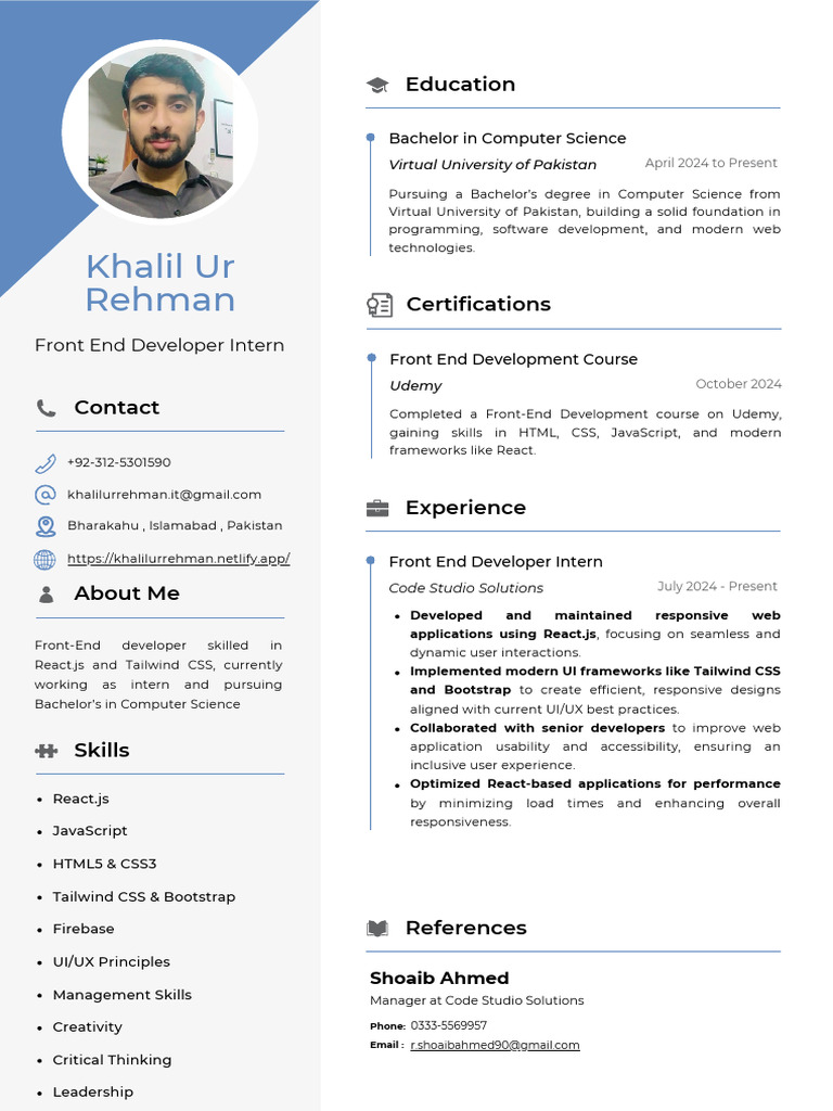 Khalil Ur Rehman CV Site 24 | PDF | Bootstrap (Front End Framework ...