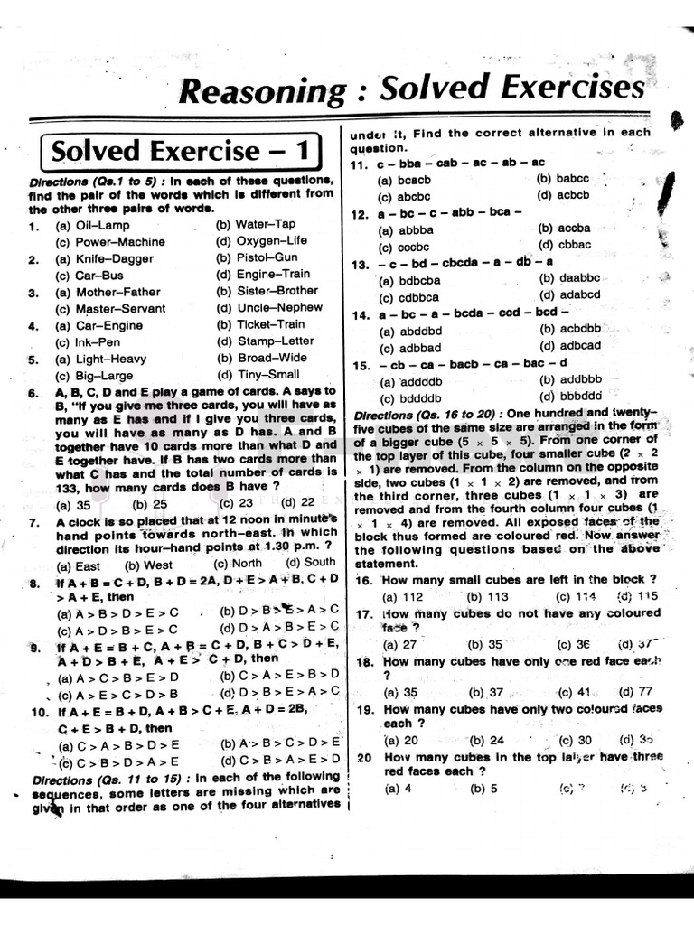 01-Reasoning - Solved Exercises (E-next.in) | PDF