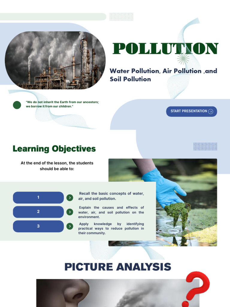 Lesson 7 (Water, Air and Soil Pollution) | PDF | Pollution | Water ...
