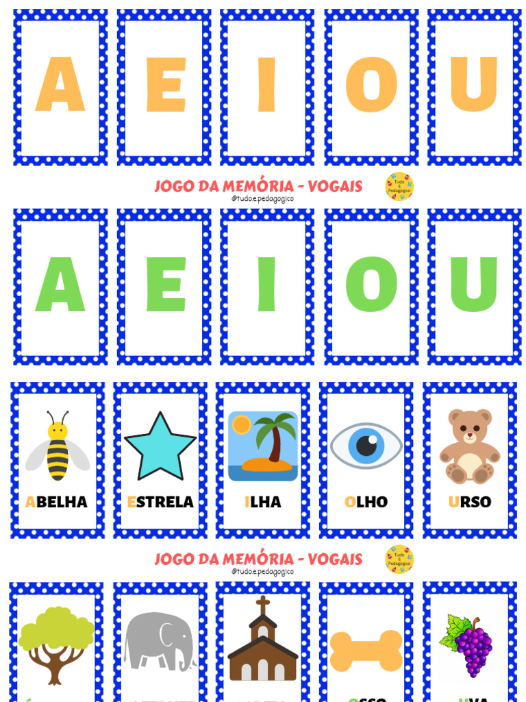 Jogo da Memória: Vogais Coloridas | PDF