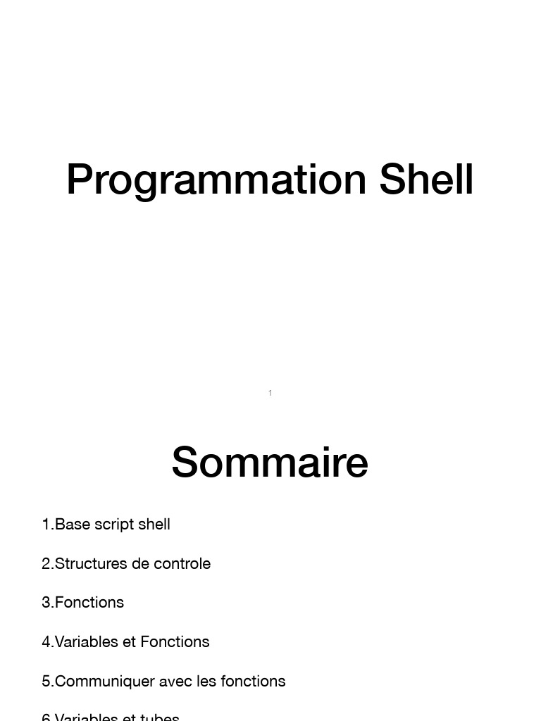 Guide de Programmation Shell Essentiel | PDF | Structure de contrôle ...