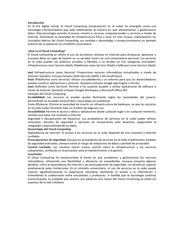 Cloud Computing | PDF | Computación en la nube | Gestión de tecnología ...
