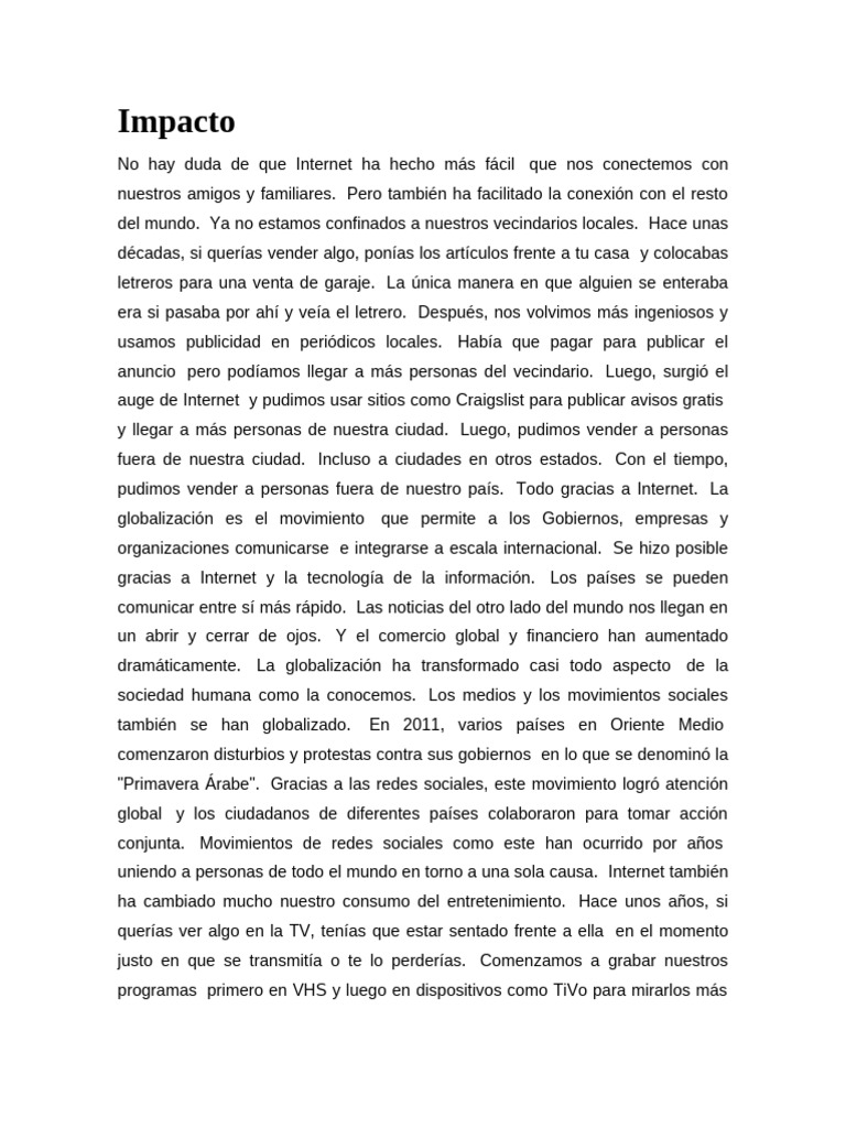 Impacto de Internet en la Globalización | PDF | Internet | Globalización