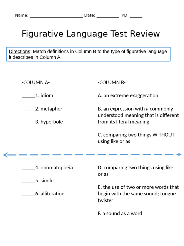 Figurative Language Test Review Guide | PDF | Metaphor | Linguistics