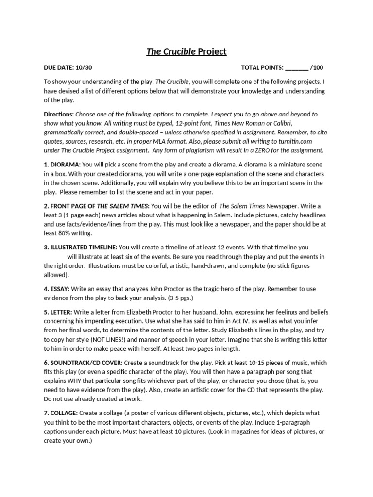 The Crucible Project | PDF | Essays