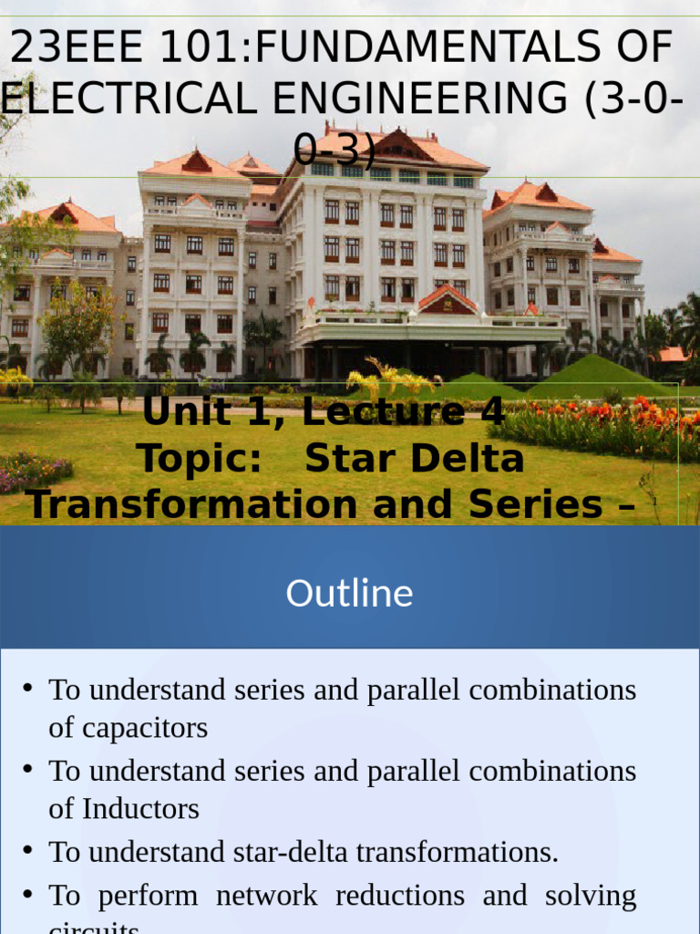 Lect 3 23EEE101 Parallel of L & C & Star Delta Series | PDF | Series ...
