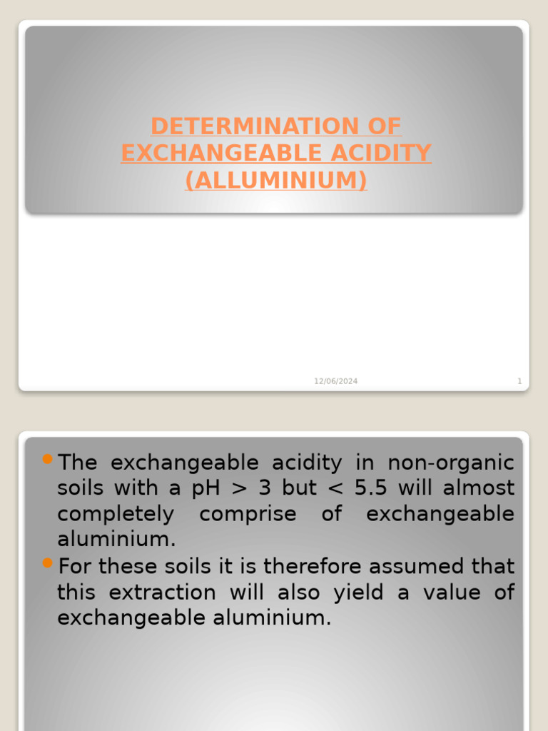 Determination of Exchangeable Acidity (Alluminium) | PDF