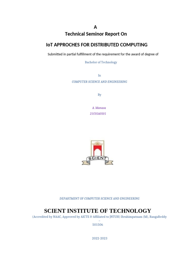 MANASA SEMINOR | PDF | Internet Of Things | Scalability