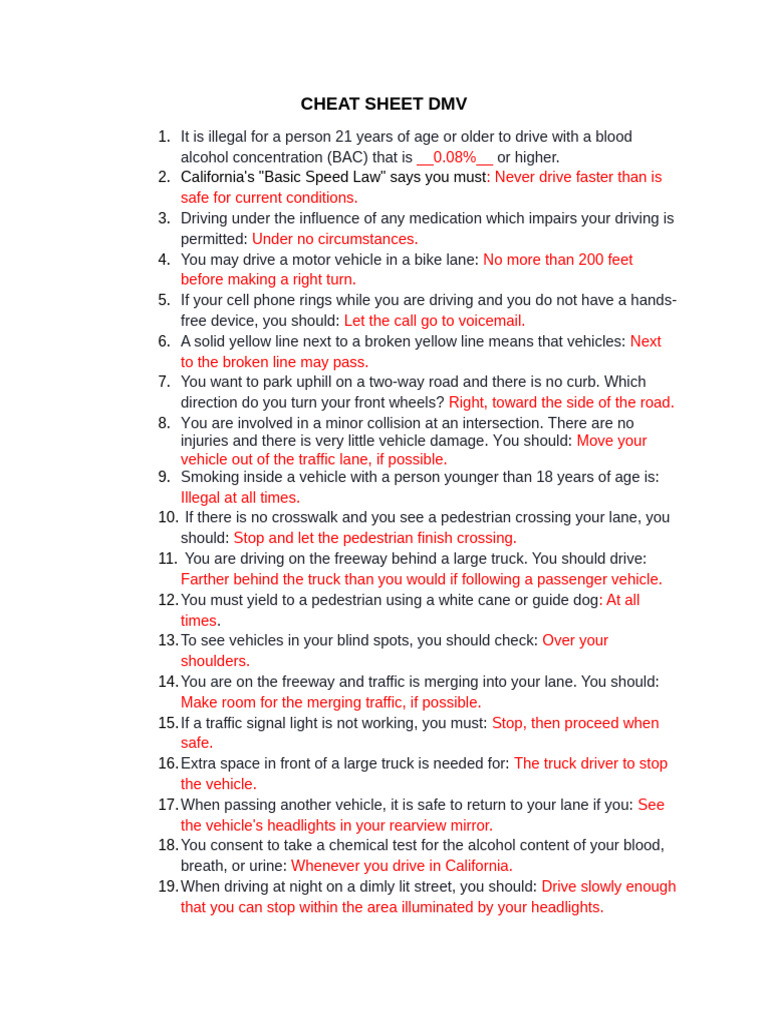 DMV Written Test | PDF | Traffic | Traffic Light