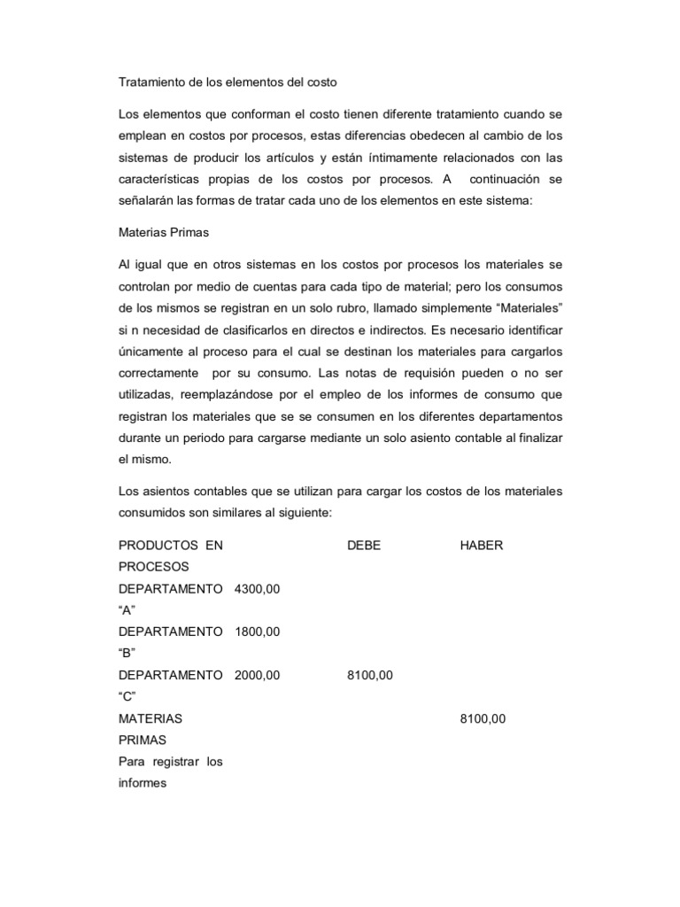 Elementos del Costo en Tratamiento | PDF | Inventario | Costo