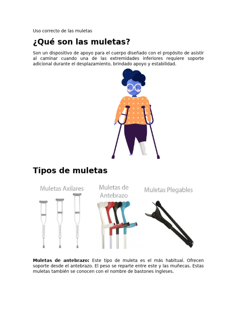 Guía para el uso de muletas correctamente | PDF | Mano | Codo