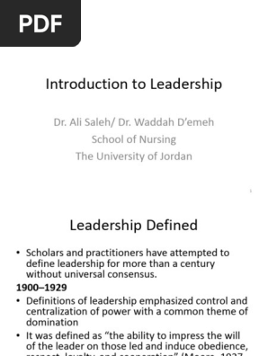 Introduction to Leadership Concepts | PDF | Leadership | Power