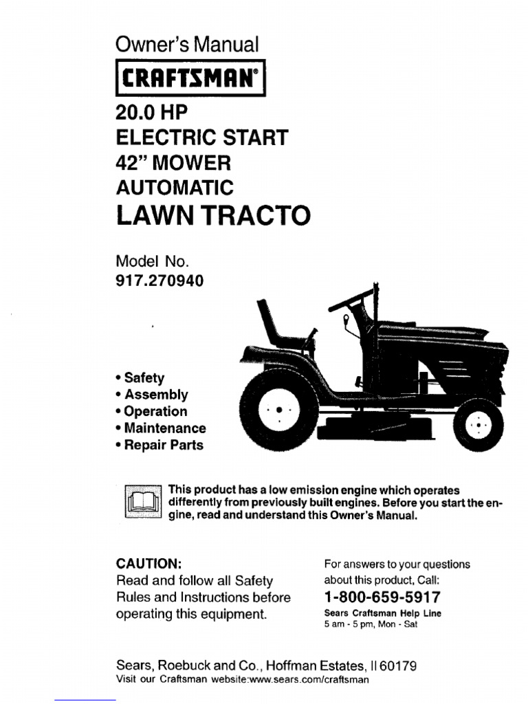 Craftsman 42" Lawn Tractor Manual | PDF | Tractor | Manual Transmission