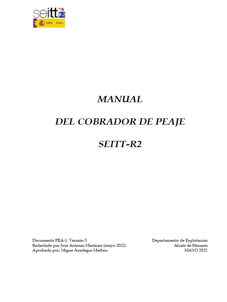 Manual del Cobrador de Peaje SEITT-R2 | PDF