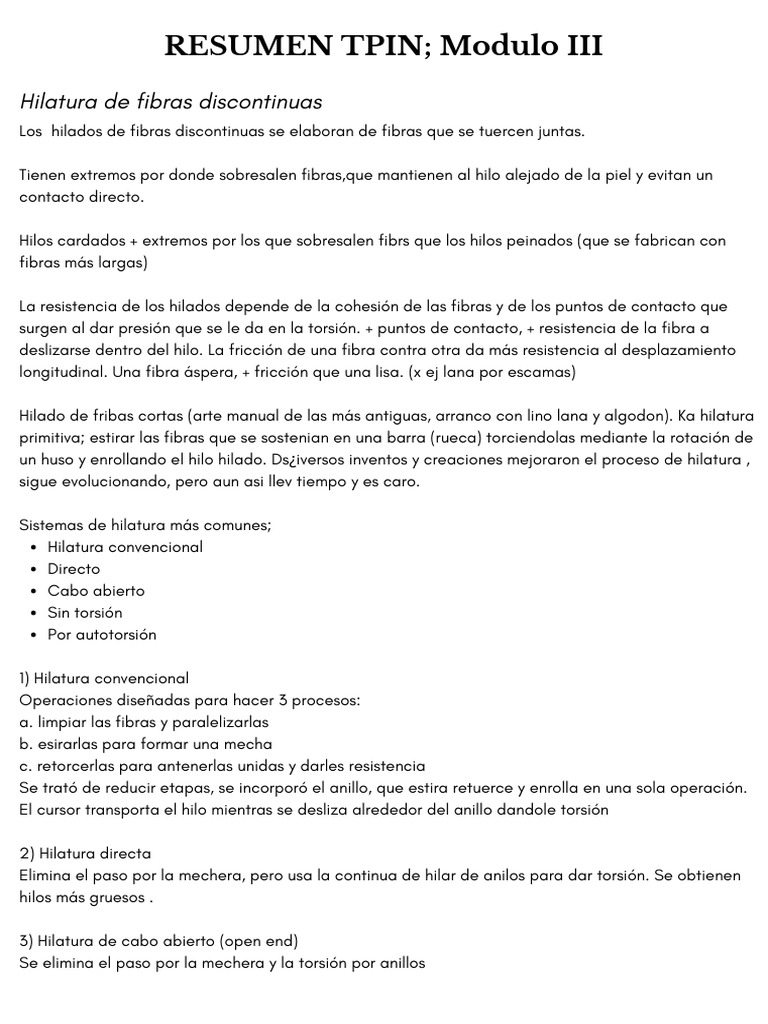 Resumen tpin modulo iii pdf pdf telar spinning textiles 