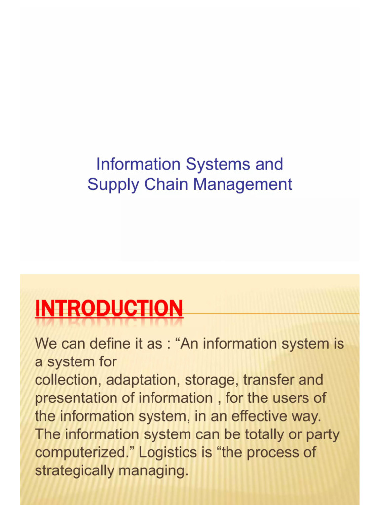 Information Systems and Supply Chain Management 1 2048 | PDF