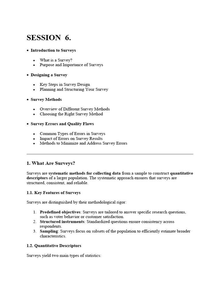 Survey Design and Methodology Overview | PDF | Survey Methodology ...