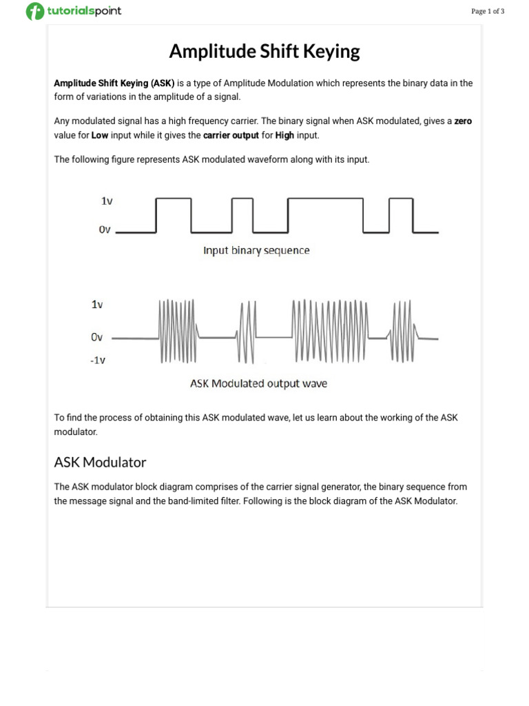 Amplitude Shift Keying Pdf Modulation Detector Radio