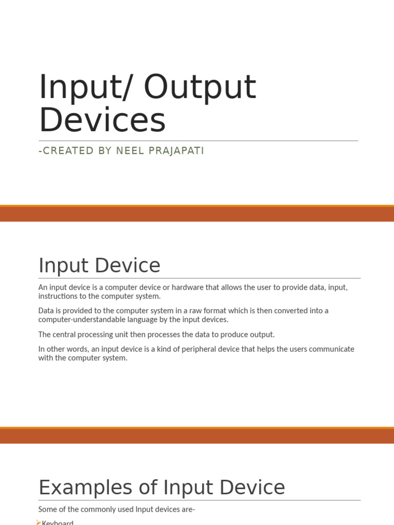 Input and Output Devices Explained | PDF