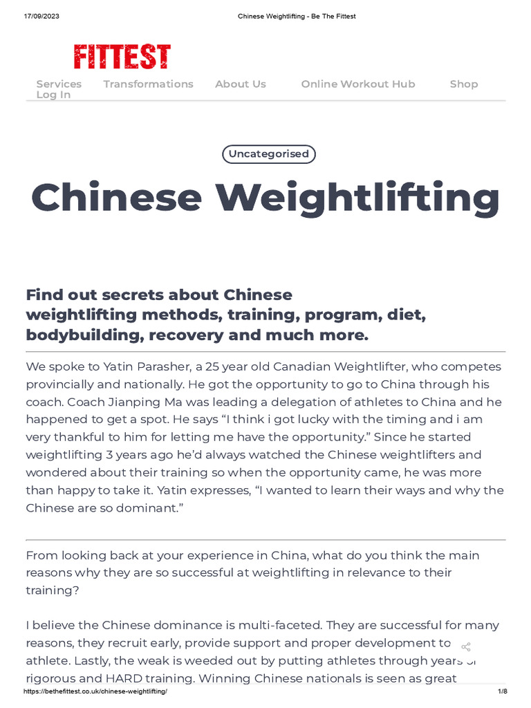 Insights on Chinese Weightlifting Techniques | PDF | Strength Training ...