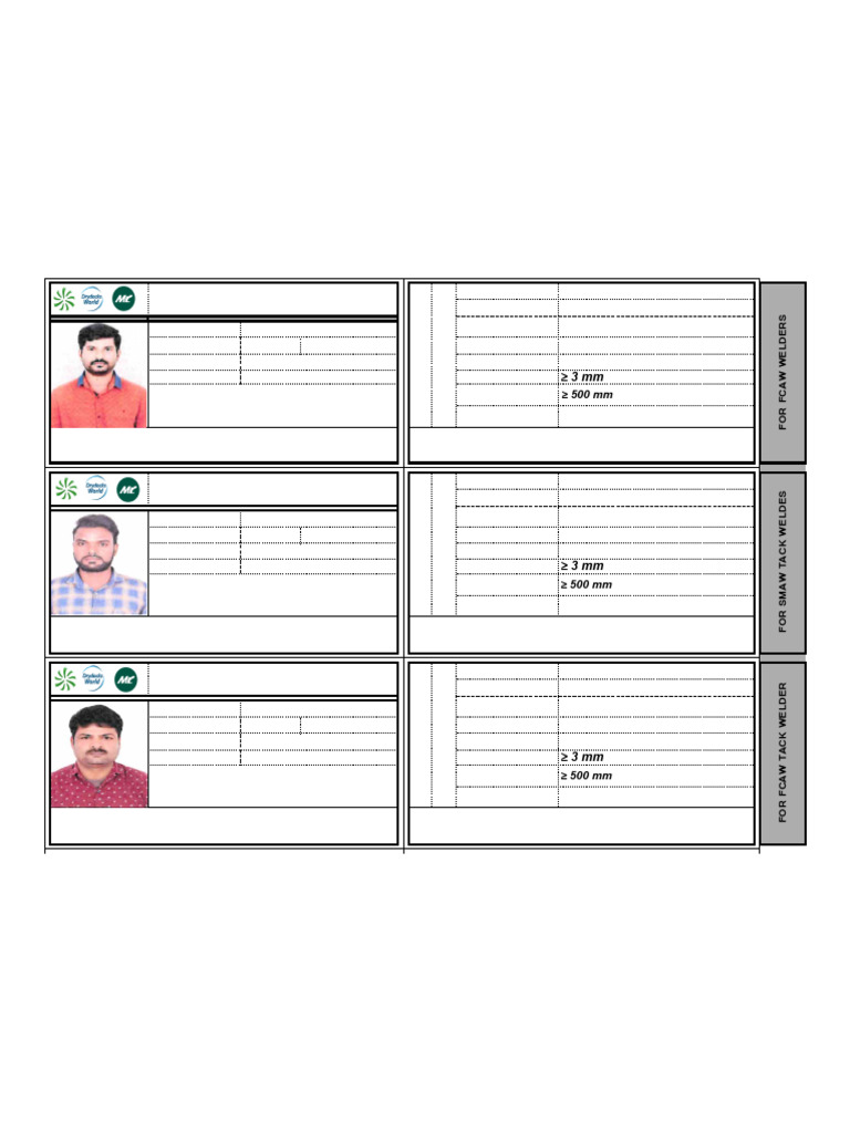 Welder Qualification Cards Overview | PDF | Welding | Construction