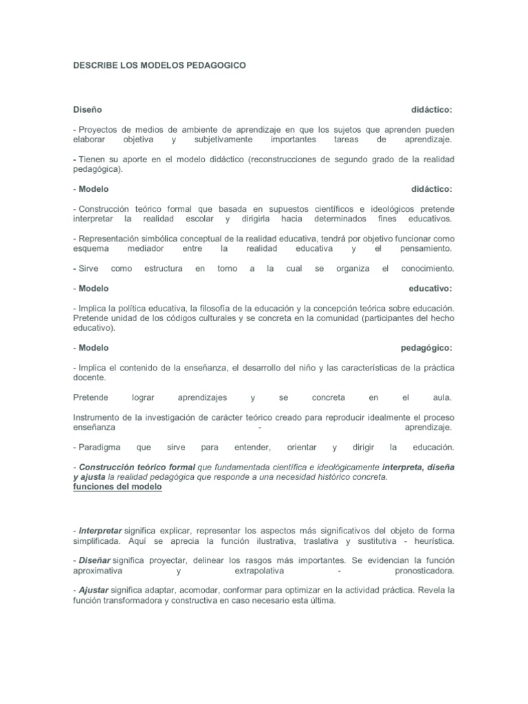 Ejemplos de Modelos Pedagogico | PDF | John Dewey | Aprendizaje