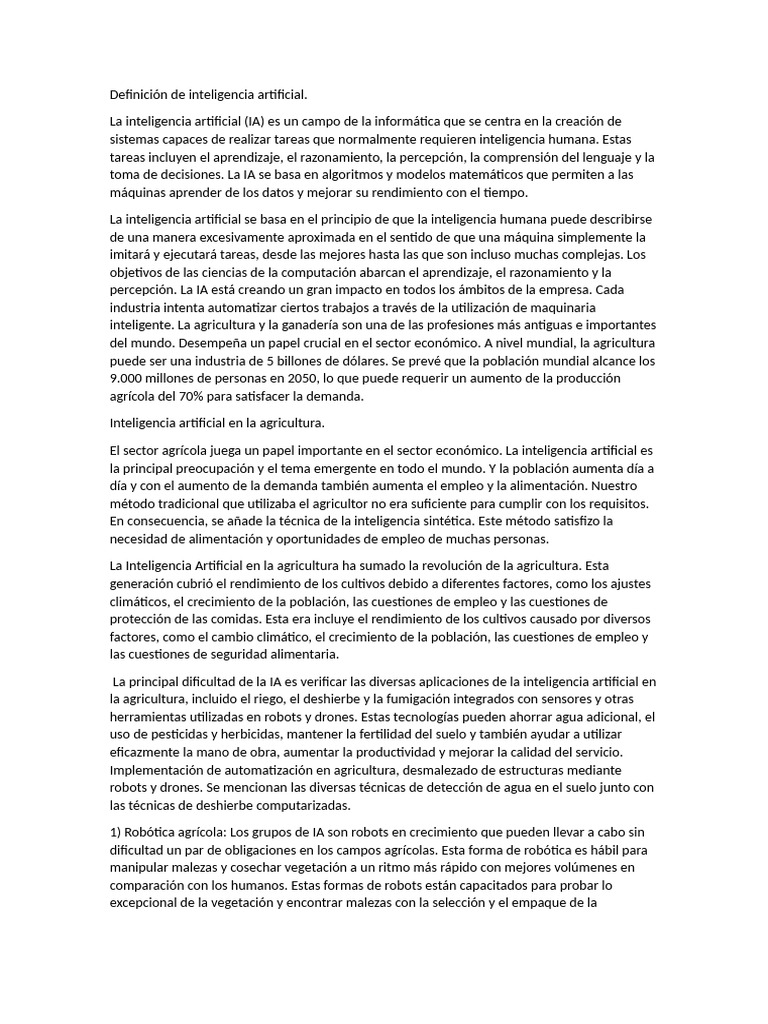 Definición de Inteligencia Artificial | PDF | Inteligencia artificial ...