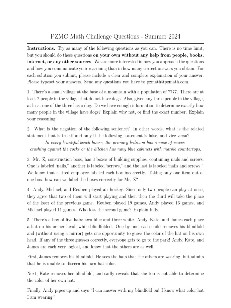 2024 PZMC - Challenge - Questions | PDF
