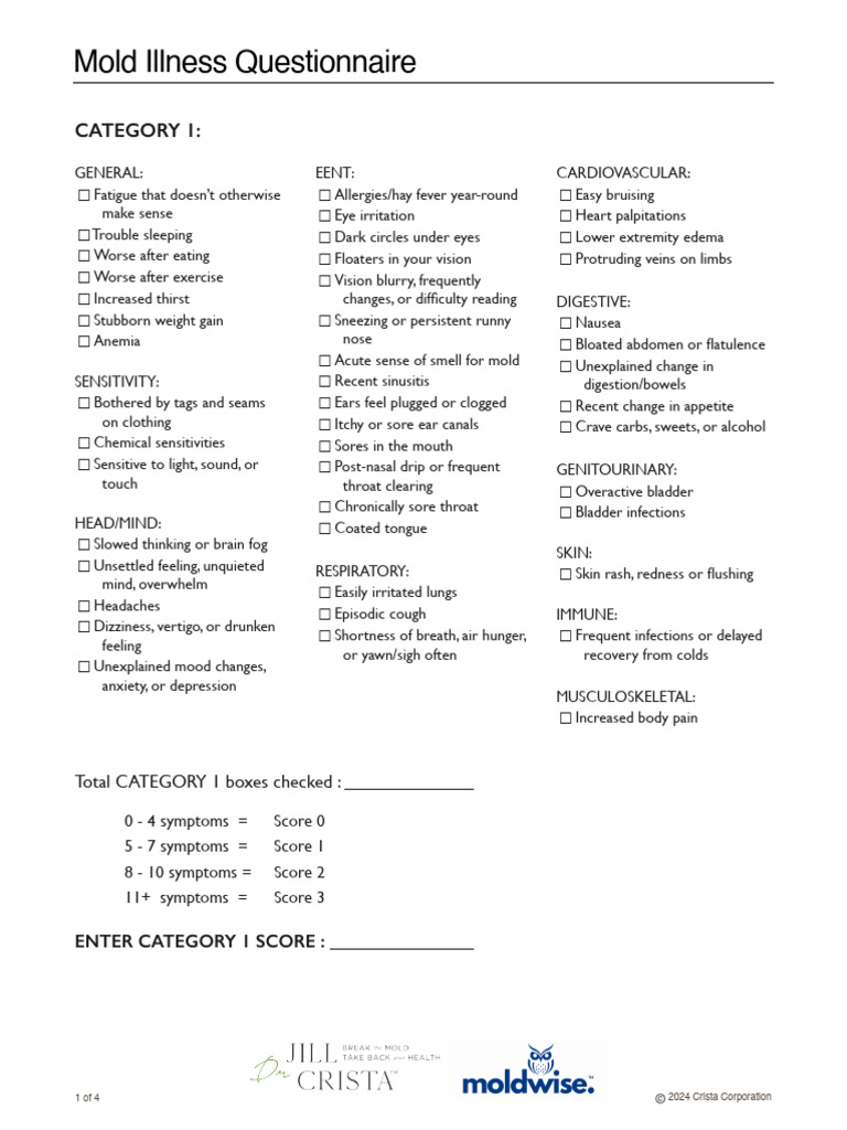 Mold Illness Symptom Questionnaire | PDF | Respiratory Diseases ...