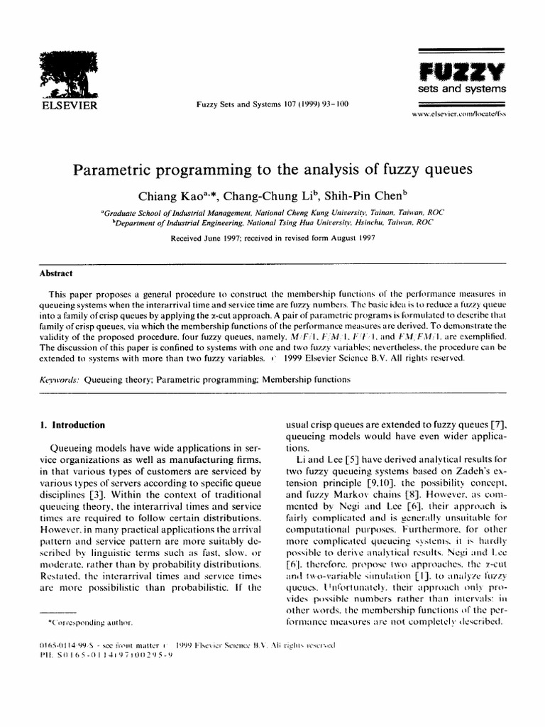 Fuzzy Queue Analysis via Parametric Programming | PDF | Fuzzy Logic ...