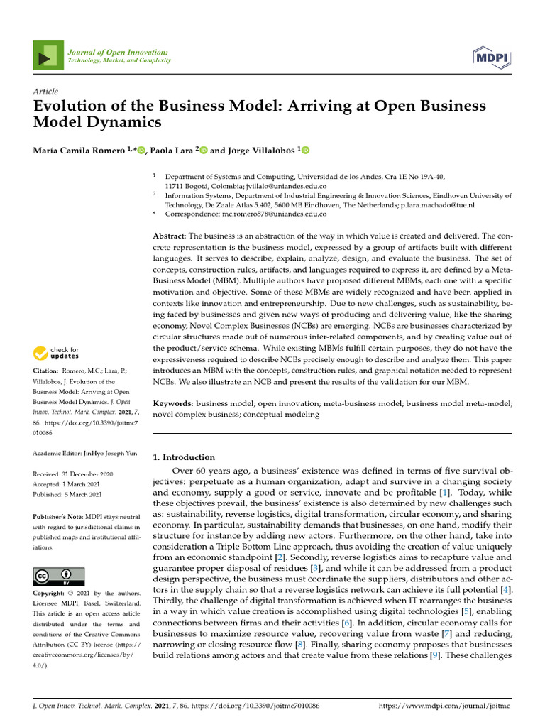 Evolution of The Business Model Arriv - 2021 - Journal of Open ...