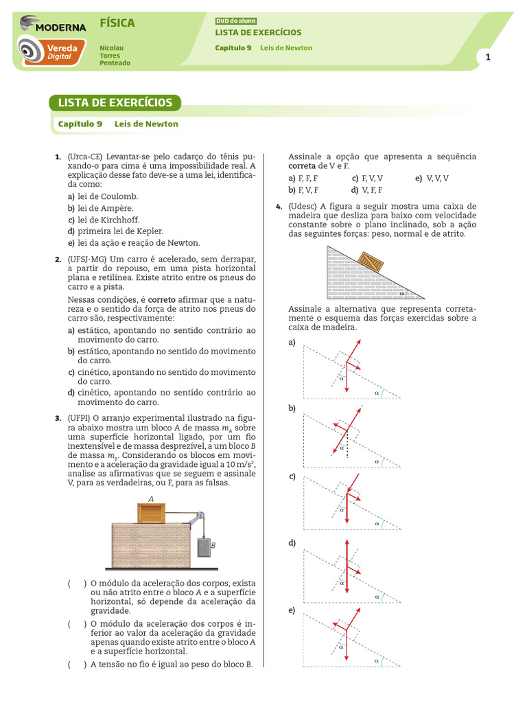 Exercícios sobre Leis de Newton | PDF | Leis do Movimento de Newton ...