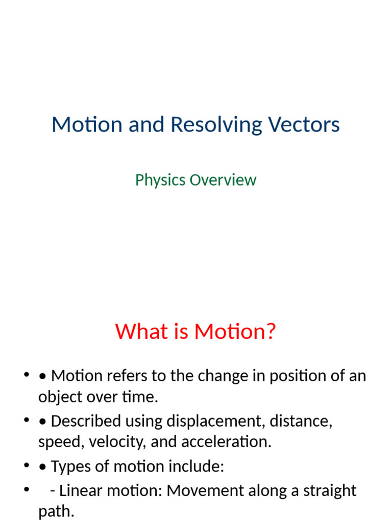 Understanding Motion and Vector Resolution | PDF