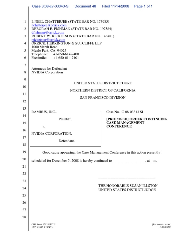 Proposed Order to Continue Conference | PDF