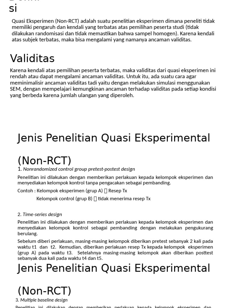 Jenis Penelitian Quasi Eksperimen Non-RCT | PDF