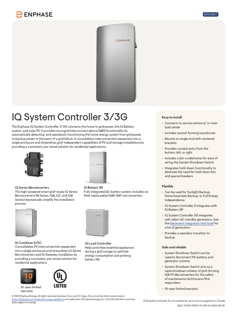 IQ System Controller 3 Overview | PDF | Electrical Grid | Electromagnetism