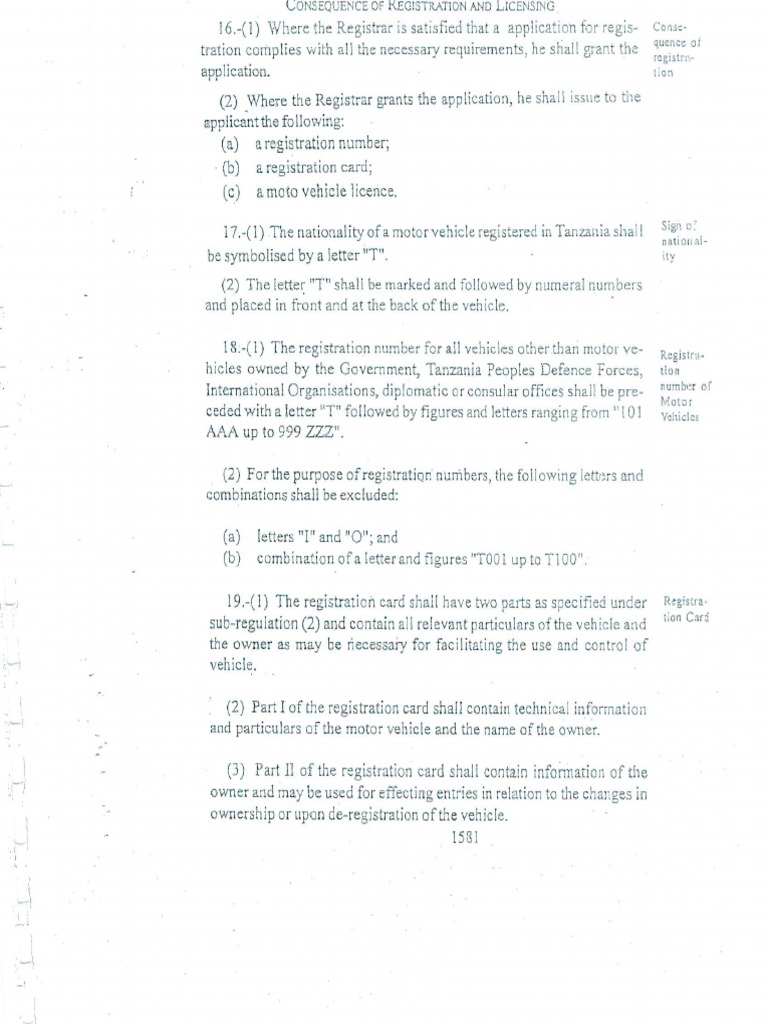 Road Traffic (Motor Vehicles Registration) Regulations (2) | PDF