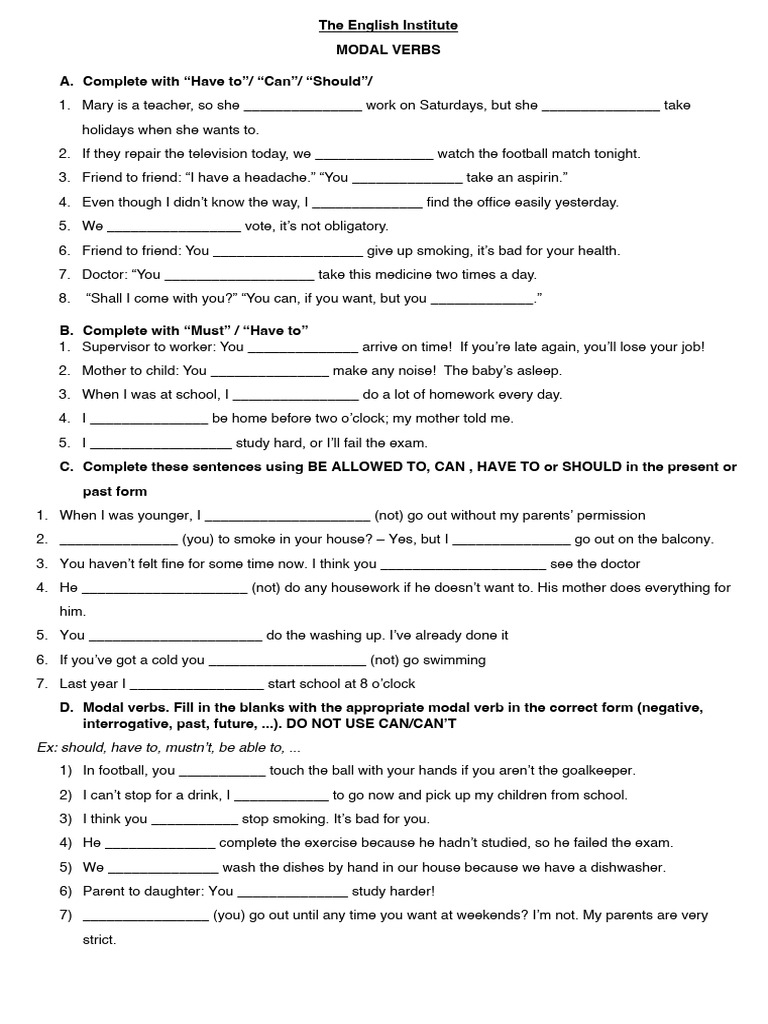 Modal Verb Practice Version 2 Pdf