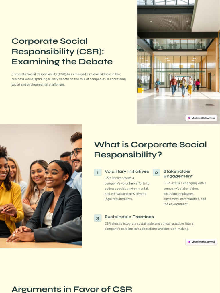 Corporate Social Responsibility CSR Examining The Debate | PDF ...