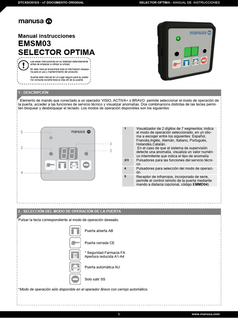 programador Optima antiguo dtcxso01es-selector optima | PDF ...