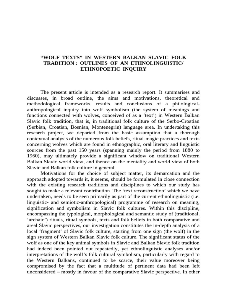 Wolf Symbolism in Folk Texts Folk Belief | PDF | Folklore | Linguistics