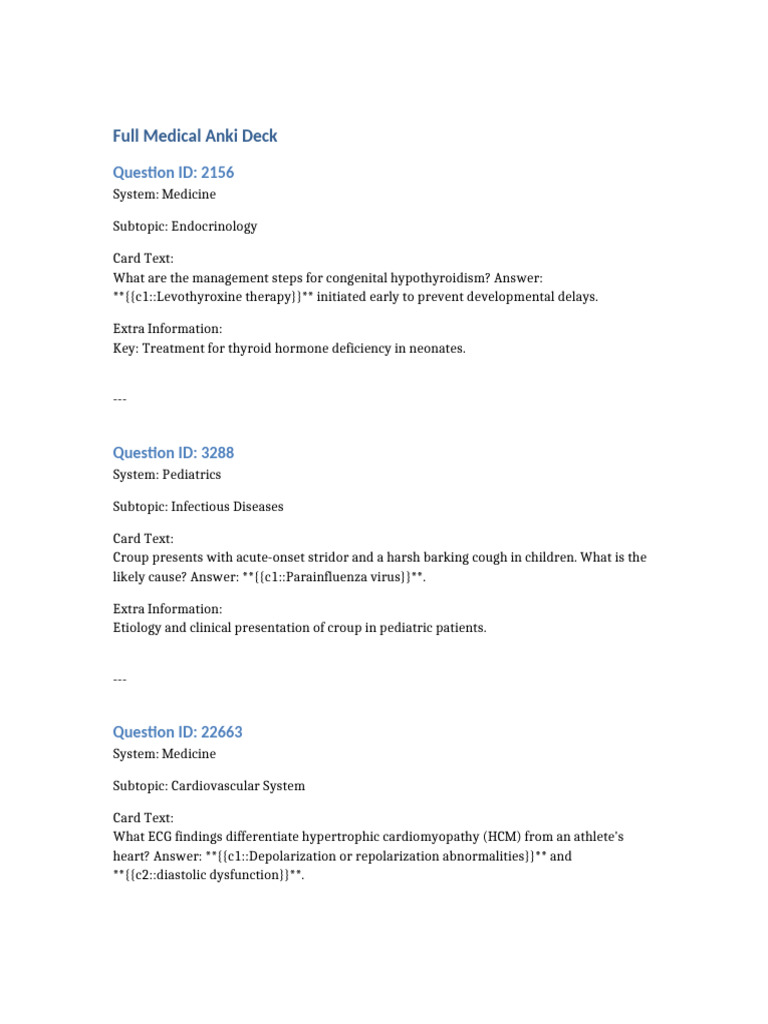 Full Medical Anki Deck | PDF